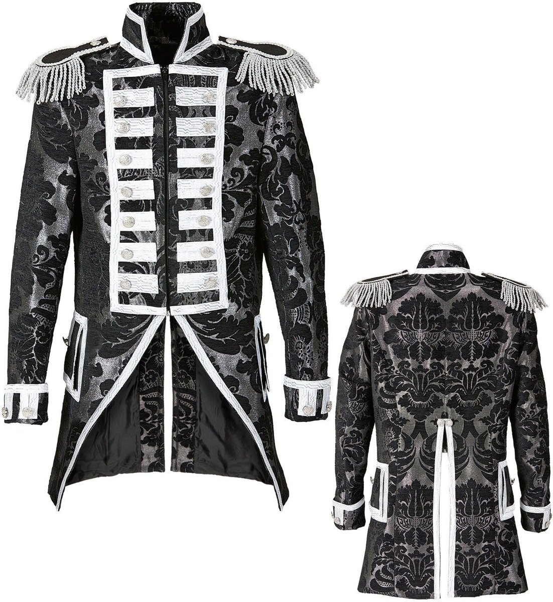 Middeleeuwen & Renaissance Kostuum | Royale Frackjas Parade Zilver Man | Large | Halloween | Verkleedkleding